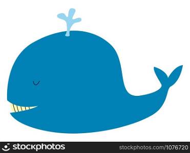 Happy whale, illustration, vector on white background.