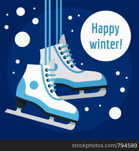 Happy winter ice skate concept background. Flat illustration of happy winter ice skate vector concept background for web design. Happy winter ice skate concept background, flat style