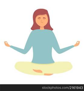 Happy woman icon cartoon vector. Meditate girl. Calm person. Happy woman icon cartoon vector. Meditate girl