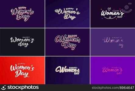 Happy Women&rsquo;s Day greeting card template with hand-lettering text design creative typography for holiday greetings; vector illustration