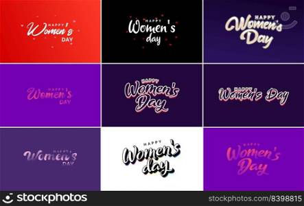 Happy Women’s Day design with a realistic illustration of a bouquet of flowers and a banner reading March 62