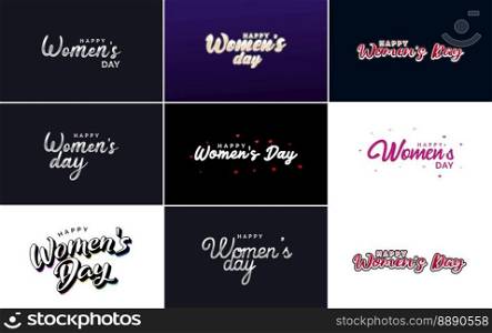 Happy Women’s Day design with a realistic illustration of a bouquet of flowers and a banner reading March 8. featuring a gradient color scheme