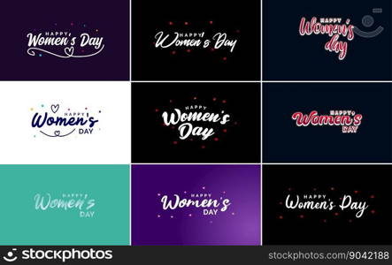 Happy Women’s Day design with a realistic illustration of a bouquet of flowers and a banner reading March 8. featuring a gradient color scheme