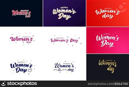 Happy Women’s Day greeting card template with hand lettering text design creative typography suitable for holiday greetings  vector illustration