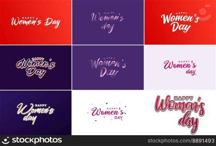 Happy Women’s Day greeting card template with hand-lettering text design creative typography suitable for holiday greetings  vector illustration