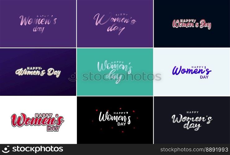 Happy Women’s Day greeting card template with hand-lettering text design creative typography suitable for holiday greetings  vector illustration