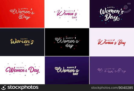 Happy Women’s Day greeting card template with hand-lettering text design creative typography suitable for holiday greetings  vector illustration