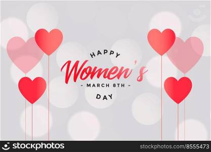 happy womens day hearts and bokeh background