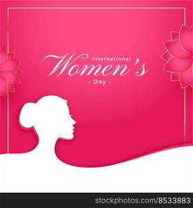 happy womens day pink card in paper style design