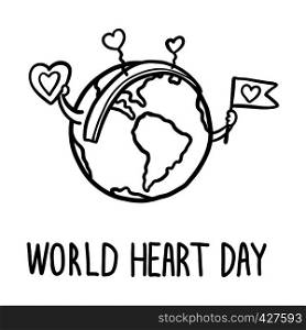 Happy world heart day concept background. Hand drawn illustration of happy world heart day vector concept background for web design. Happy world heart day concept background, hand drawn style