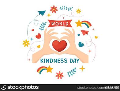 Happy World Kindness Day Vector Illustration on November 13 with Earth and Love for Charitable Assistance in Flat Cartoon Background Templates