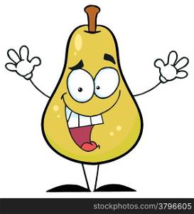 Happy Yellow Pear Cartoon Character