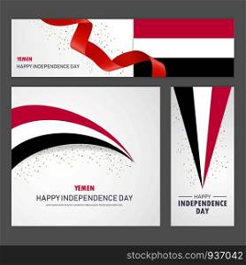 Happy Yemen independence day Banner and Background Set