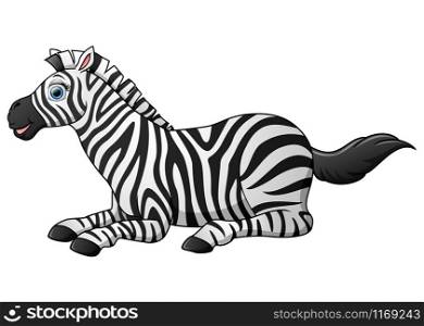 Happy zebra cartoon lay down