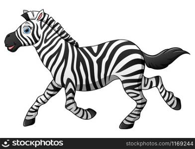Happy zebra cartoon running illustration