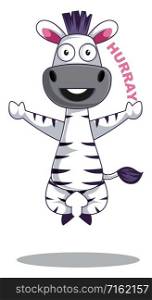 Happy zebra, illustration, vector on white background.