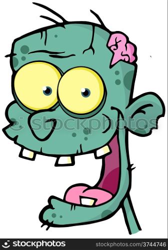 Happy Zombie Head Cartoon Character