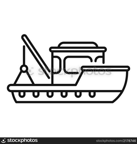Harbor fish boat icon outline vector. Fishing ship. Marine vessel. Harbor fish boat icon outline vector. Fishing ship
