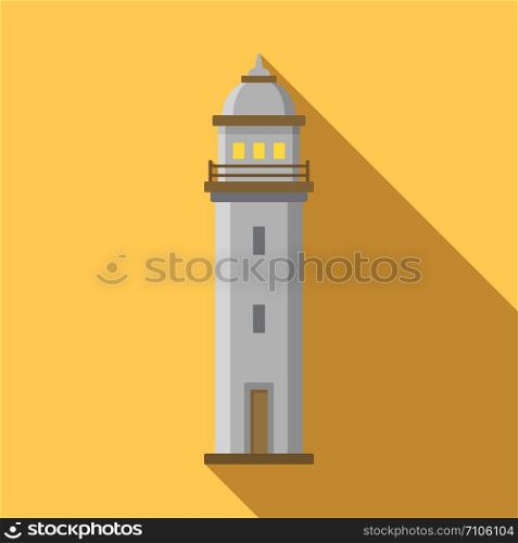 Harbor lighthouse icon. Flat illustration of harbor lighthouse vector icon for web design. Harbor lighthouse icon, flat style