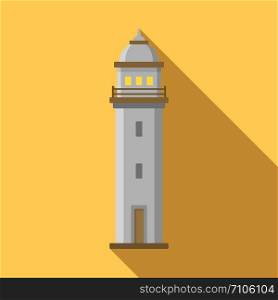Harbor lighthouse icon. Flat illustration of harbor lighthouse vector icon for web design. Harbor lighthouse icon, flat style