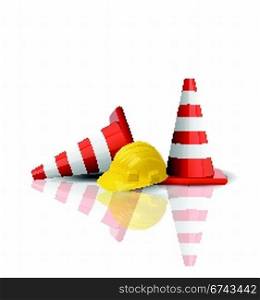 Hard cap with traffic cones isolated
