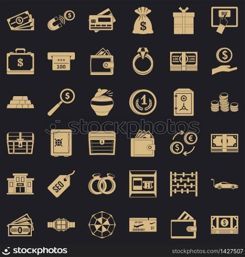 Hard cash icons set. Simple set of 36 hard cash vector icons for web for any design. Hard cash icons set, simple style