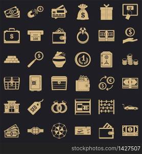 Hard cash icons set. Simple set of 36 hard cash vector icons for web for any design. Hard cash icons set, simple style