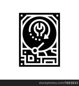 hard drive data recovery glyph icon vector. hard drive data recovery sign. isolated contour symbol black illustration. hard drive data recovery glyph icon vector illustration