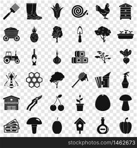 Hard farming icons set. Simple style of 36 hard farming vector icons for web for any design. Hard farming icons set, simple style