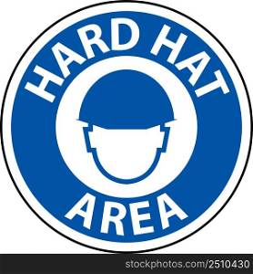 Hard Hat Area Floor Sign On White Background