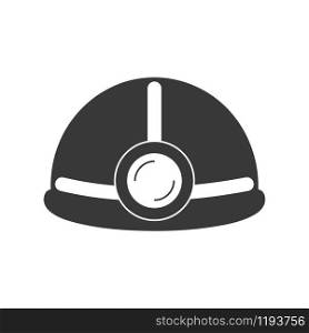 Hard hat or helmet with light icon in vector