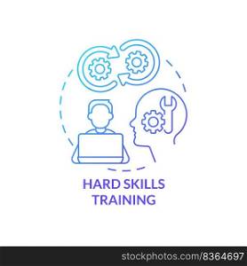 Hard skills training blue gradient concept icon. Corporate development type for workforce abstract idea thin line illustration. Technical abilities. Isolated outline drawing. Myriad Pro-Bold font used. Hard skills training blue gradient concept icon