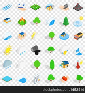 Hard storm icons set. Isometric style of 36 hard storm vector icons for web for any design. Hard storm icons set, isometric style