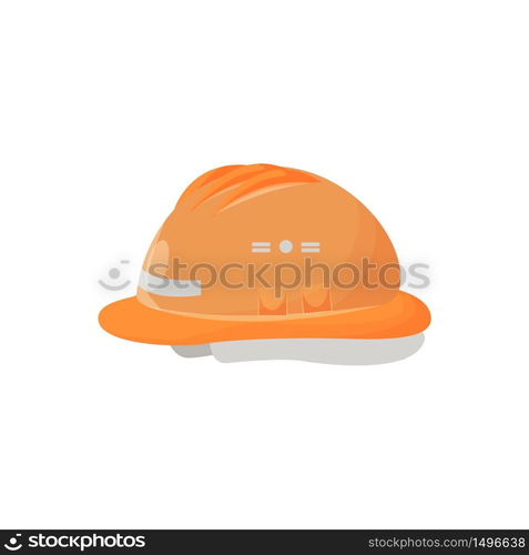 Hardhat cartoon vector illustration. Personal protective equipment, head wear. Industrial accessory, builder uniform item. Construction accident prevention. Safety helmet isolated on white background. Hardhat cartoon vector illustration