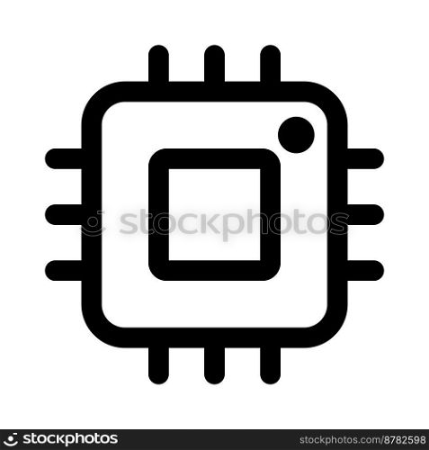Hardware chip icon line isolated on white background. Black flat thin icon on modern outline style. Linear symbol and editable stroke. Simple and pixel perfect stroke vector illustration.