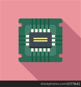Hardware cpu icon flat vector. Chip circuit. Central electronic. Hardware cpu icon flat vector. Chip circuit
