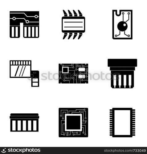 Hardware icons set. Simple style set of 9 hardware vector icons for web design. Hardware icons set, simple style