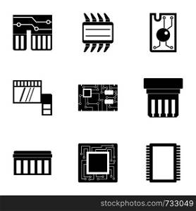 Hardware icons set. Simple style set of 9 hardware vector icons for web design. Hardware icons set, simple style