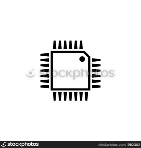 Hardware Processor Chip. CPU. Flat Vector Icon. Simple black symbol on white background. Hardware Processor Chip Flat Vector Icon