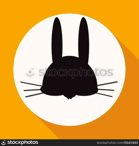 hare icon on white circle with a long shadow