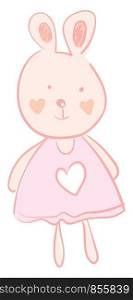 Hare in pink dress vector or color illustration