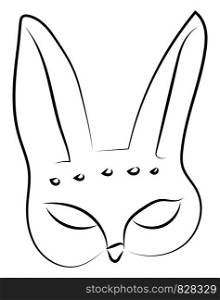 Hare mask drawing, illustration, vector on white background.
