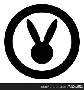 Hare or rabbit head icon black color in circle vector illustration