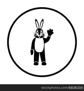 Hare puppet doll icon. Thin circle design. Vector illustration.