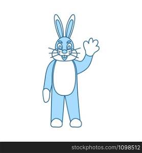 Hare Puppet Doll Icon. Thin Line With Blue Fill Design. Vector Illustration.
