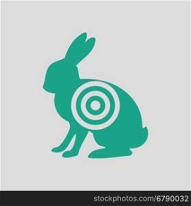 Hare silhouette with target icon. Gray background with green. Vector illustration.