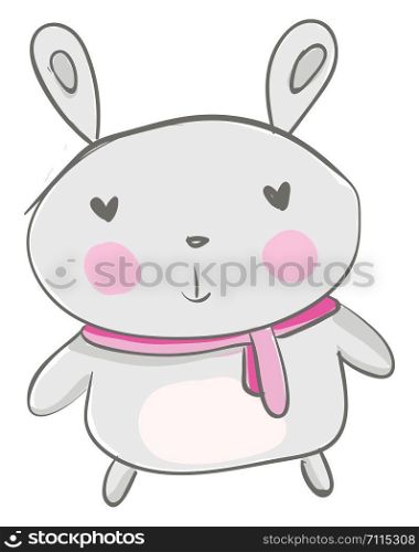 Hare with pink woolen stole vector or color illustration