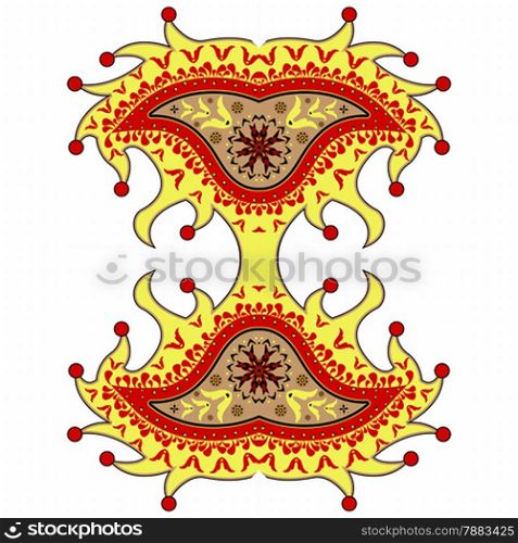 harlequin paisley ornament against white background, abstract vector art illustration