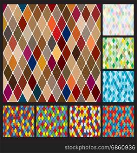 Harlequine pattern set. Color bright decorative background vector illustrations EPS-8.