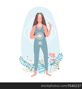 Harmony flat color vector faceless character. Women health care. Body wellbeing. Yoga practice. Chi centers. Spirituality isolated cartoon illustration for web graphic design and animation. Harmony flat color vector faceless character